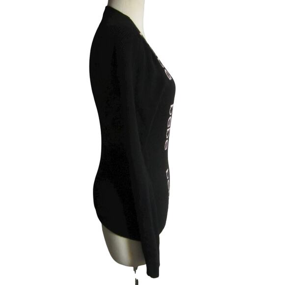 Y2K Vintage Bebe Black Logo Wrap Sweater Top Medium - Picture 6 of 9